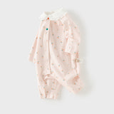 Dave&Bella Baby Girls Doll Collar Cherry Print Charming Cute Soft Comfortable Rompers