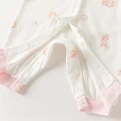 Dave&Bella Baby Girls Pink/Beige Print Cozy Cotton Skin-friendly Rompers