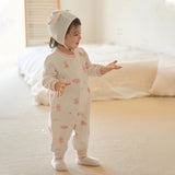 Dave&Bella Baby Girls Pink/Beige Print Cozy Cotton Skin-friendly Rompers