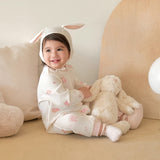 Dave&Bella Baby Girls Pink/Beige Print Cozy Cotton Skin-friendly Rompers