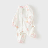 Dave&Bella Baby Girls Pink/Beige Print Cozy Cotton Skin-friendly Rompers
