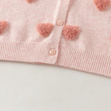 Dave&Bella Toddler Girls Pink Sweet Heart Print Soft Comfortable Cardigans