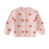 Dave&Bella Toddler Girls Pink Sweet Heart Print Soft Comfortable Cardigans