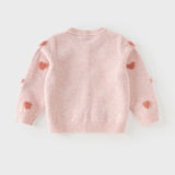 Dave&Bella Toddler Girls Pink Sweet Heart Print Soft Comfortable Cardigans
