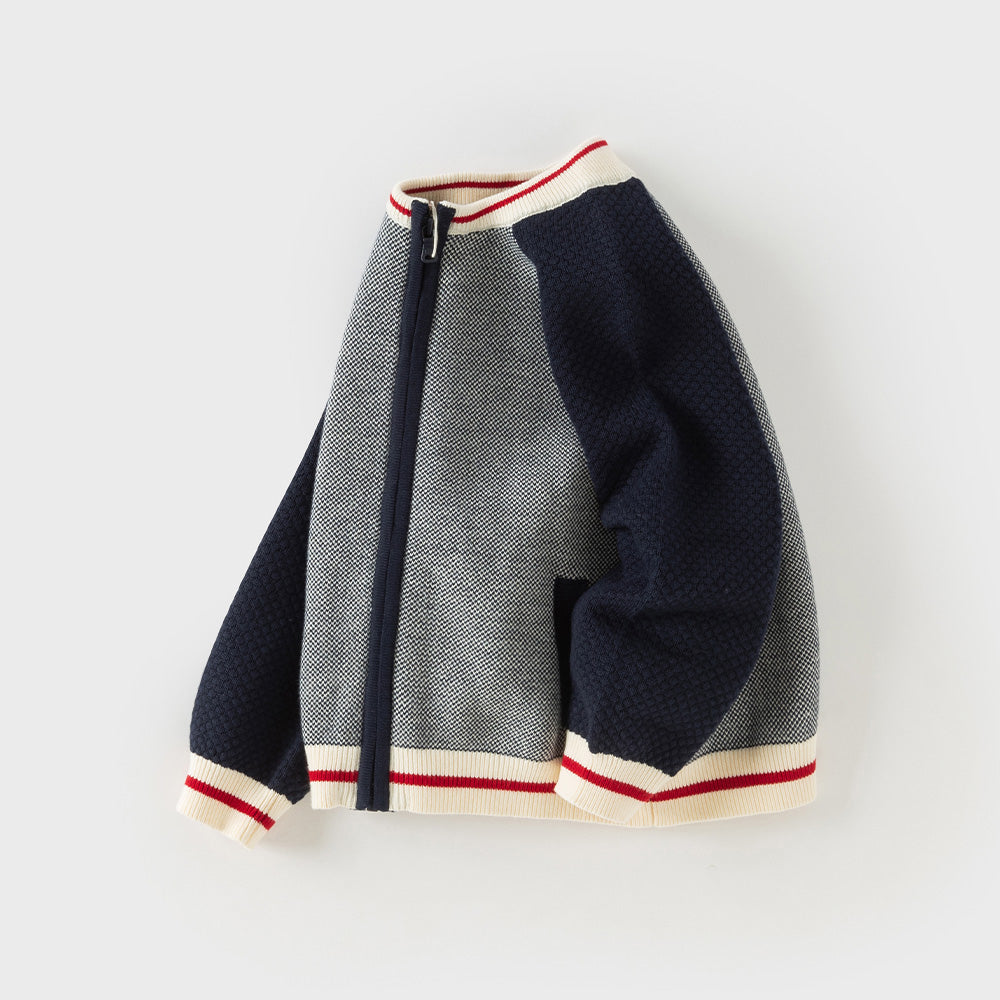 Dave&Bella Kids Boys Navy Classic Cotton Soft Long Sleeve Cardigans