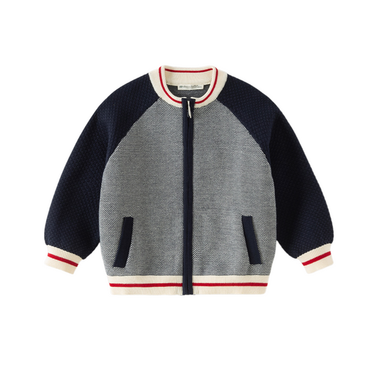 Dave&Bella Kids Boys Navy Classic Cotton Soft Long Sleeve Cardigans