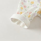 Dave&Bella Baby Girls Beige Floral Print Sweet Soft Comfortable Cotton Rompers