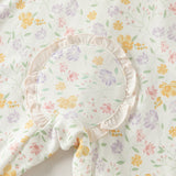 Dave&Bella Baby Girls Beige Floral Print Sweet Soft Comfortable Cotton Rompers