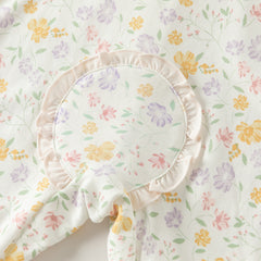 Dave&Bella Baby Girls Beige Floral Print Sweet Soft Comfortable Cotton Rompers