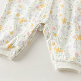 Dave&Bella Baby Girls Beige Floral Print Sweet Soft Comfortable Cotton Rompers