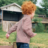 Dave&Bella Toddler Boys Red White Plaid Classic Soft Comfortable Cotton Shirts