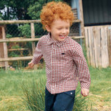 Dave&Bella Toddler Boys Red White Plaid Classic Soft Comfortable Cotton Shirts