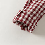 Dave&Bella Toddler Boys Red White Plaid Classic Soft Comfortable Cotton Shirts