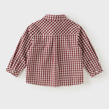Dave&Bella Toddler Boys Red White Plaid Classic Soft Comfortable Cotton Shirts