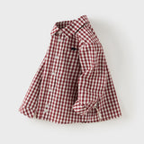 Dave&Bella Toddler Boys Red White Plaid Classic Soft Comfortable Cotton Shirts