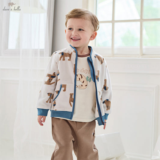 Dave&Bella Toddler Boys’ Fleece Jacket – Autumn 2025 New Release “Hug Jacket”