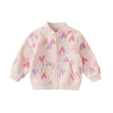 Dave&Bella Toddler Girls’ Fleece Jacket – Cute Print “Hug Jacket”