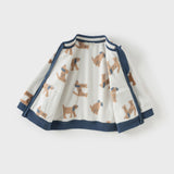 Dave&Bella Toddler Boys’ Fleece Jacket – Playful Print “Hug Jacket”