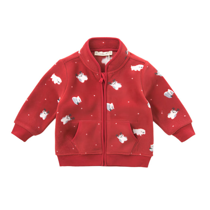 Dave&Bella Toddler Boys’ Fleece Jacket – Playful Print “Hug Jacket”