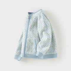 Dave&Bella Toddler Girls/Boys Stylish Wave Print Outwear Lightweight Fleece Jackets