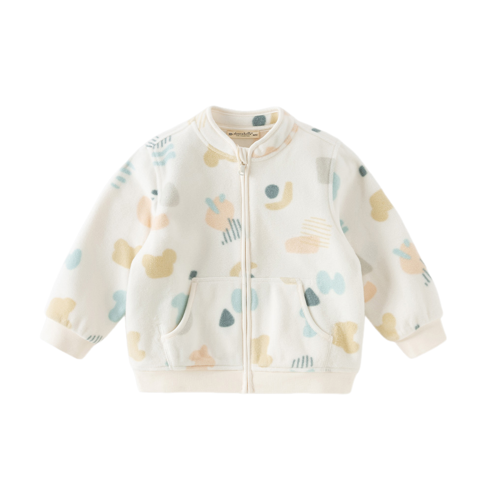 Dave&Bella Toddler Boys’ Fleece Jacket – Playful Print “Hug Jacket”