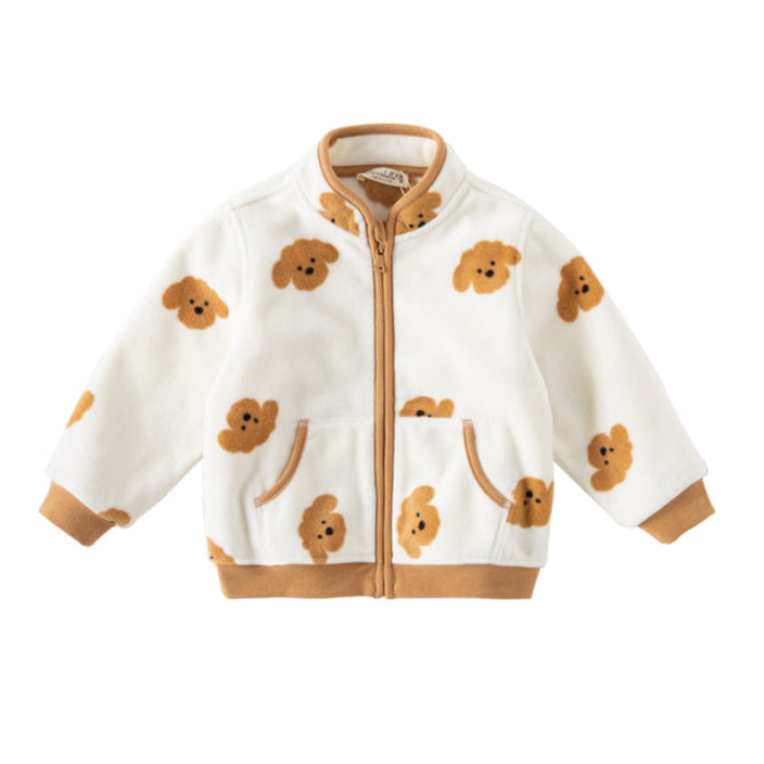 Dave&Bella Toddler Boys’ Fleece Jacket – Playful Print “Hug Jacket”