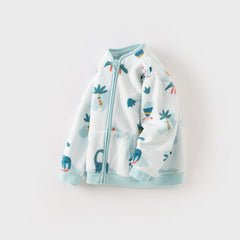 Dave&Bella Baby Boys Spring  Fleece Print Casual Coat Tops