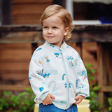 Dave&Bella Toddler Boys’ Fleece Jacket – Playful Print “Hug Jacket”