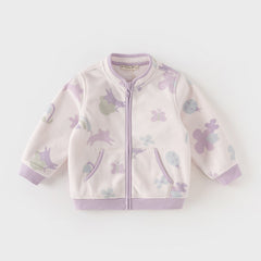 Dave&Bella Children Girls Spring Purple Fleece Casual Coat Tops