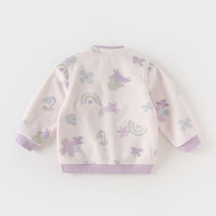 Dave&Bella Children Girls Spring Purple Fleece Casual Coat Tops
