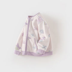 Dave&Bella Children Girls Spring Purple Fleece Casual Coat Tops