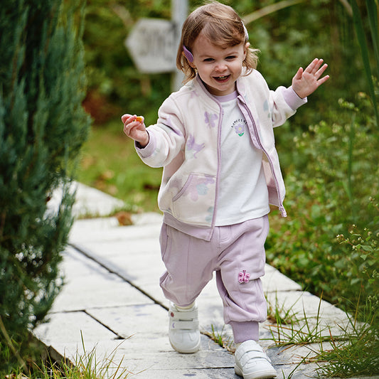 Dave&Bella Children Girls Spring Purple Fleece Casual Coat Tops