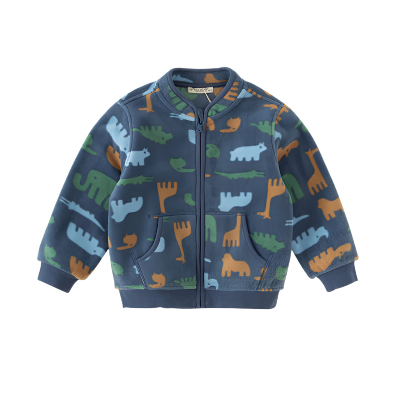 Dave&Bella Toddler Boys’ Fleece Jacket – Playful Print “Hug Jacket”