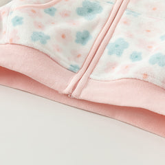 Dave&Bella Baby Girls Spring Fleece Floral Print Coat Tops
