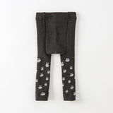 Dave&Bella Toddler Girls Dark Grey Rabbit Print Warm Footless Leggings