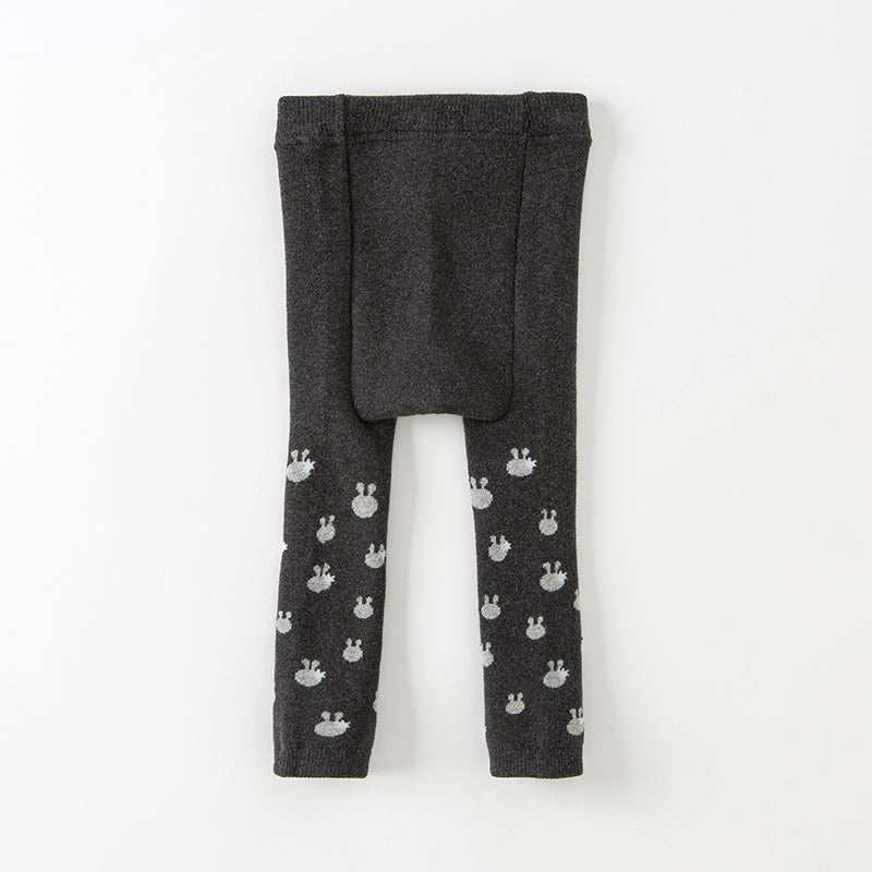 Dave&Bella Toddler Girls Dark Grey Rabbit Print Warm Footless Leggings