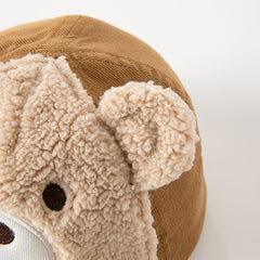 Dave&Bella Boys Winter Panda/Bear Style Plush Adjustable Dome Baseball Caps Hats