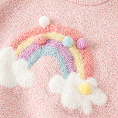 Dave&Bella Toddler Girls/Boys Autumn Cartoon Print Playful Chenille Sweater Tops