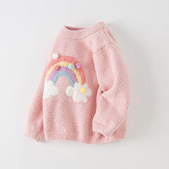 Dave&Bella Toddler Girls/Boys Autumn Cartoon Print Playful Chenille Sweater Tops