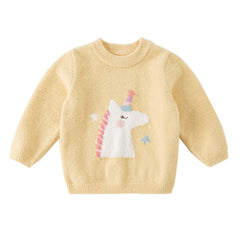 Dave&Bella Toddler Girls/Boys Autumn Cartoon Print Playful Chenille Sweater Tops