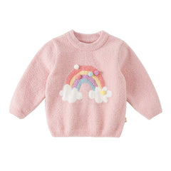 Dave&Bella Toddler Girls/Boys Autumn Cartoon Print Playful Chenille Sweater Tops