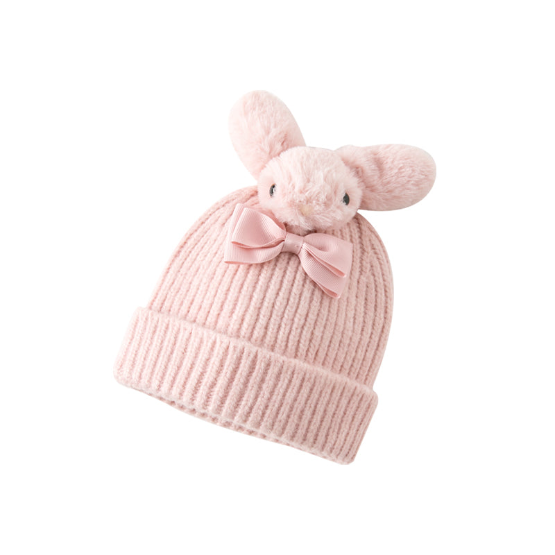 Dave&Bella Toddler Girls Grey Pink Knit Cozy Warm Pullover Hats
