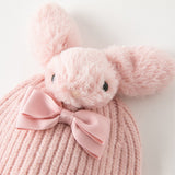 Dave&Bella Toddler Girls Grey Pink Knit Cozy Warm Pullover Hats