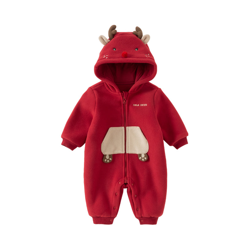 Dave&Bella Baby Girls/Boys Cute Animal-shaped Soft Fleece Hooded One-Pieces Romper