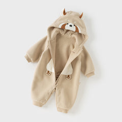 Dave&Bella Baby Girls/Boys Autumn Zoo Series Soft Fleece One-Pieces Romper
