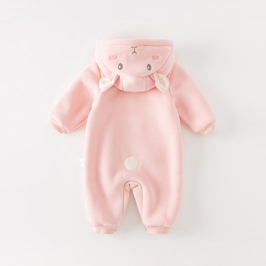 Dave&Bella Baby Girls/Boys Cute Animal-shaped Soft Fleece Hooded One-Pieces Romper