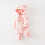 Dave&Bella Baby Girls/Boys Cute Animal-shaped Soft Fleece Hooded One-Pieces Romper