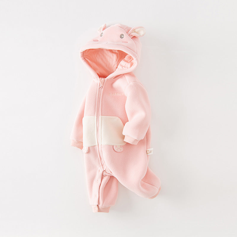 Dave&Bella Baby Girls/Boys Cute Animal-shaped Soft Fleece Hooded One-Pieces Romper