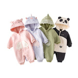 Dave&Bella Baby Girls/Boys Cute Animal-shaped Soft Fleece Hooded One-Pieces Romper