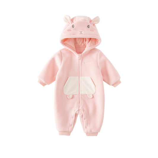 Dave&Bella Baby Girls/Boys Cute Animal-shaped Soft Fleece Hooded One-Pieces Romper